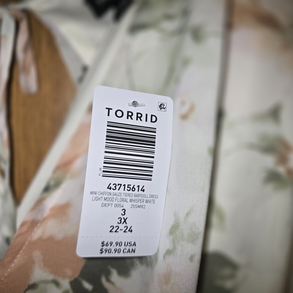 Torrid Floral Long Sleeve Dress in Cream and Peach - Picture 2 of 2